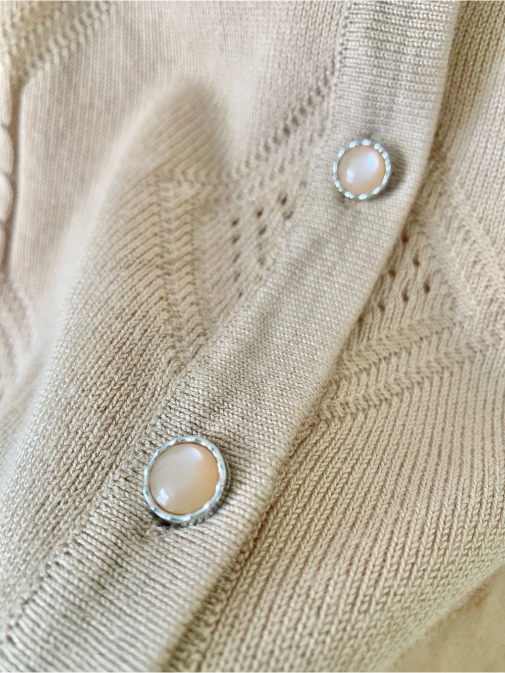 TENNEY ROSE Eyelet-Knit Button Cardigan - Picture 3 of 6